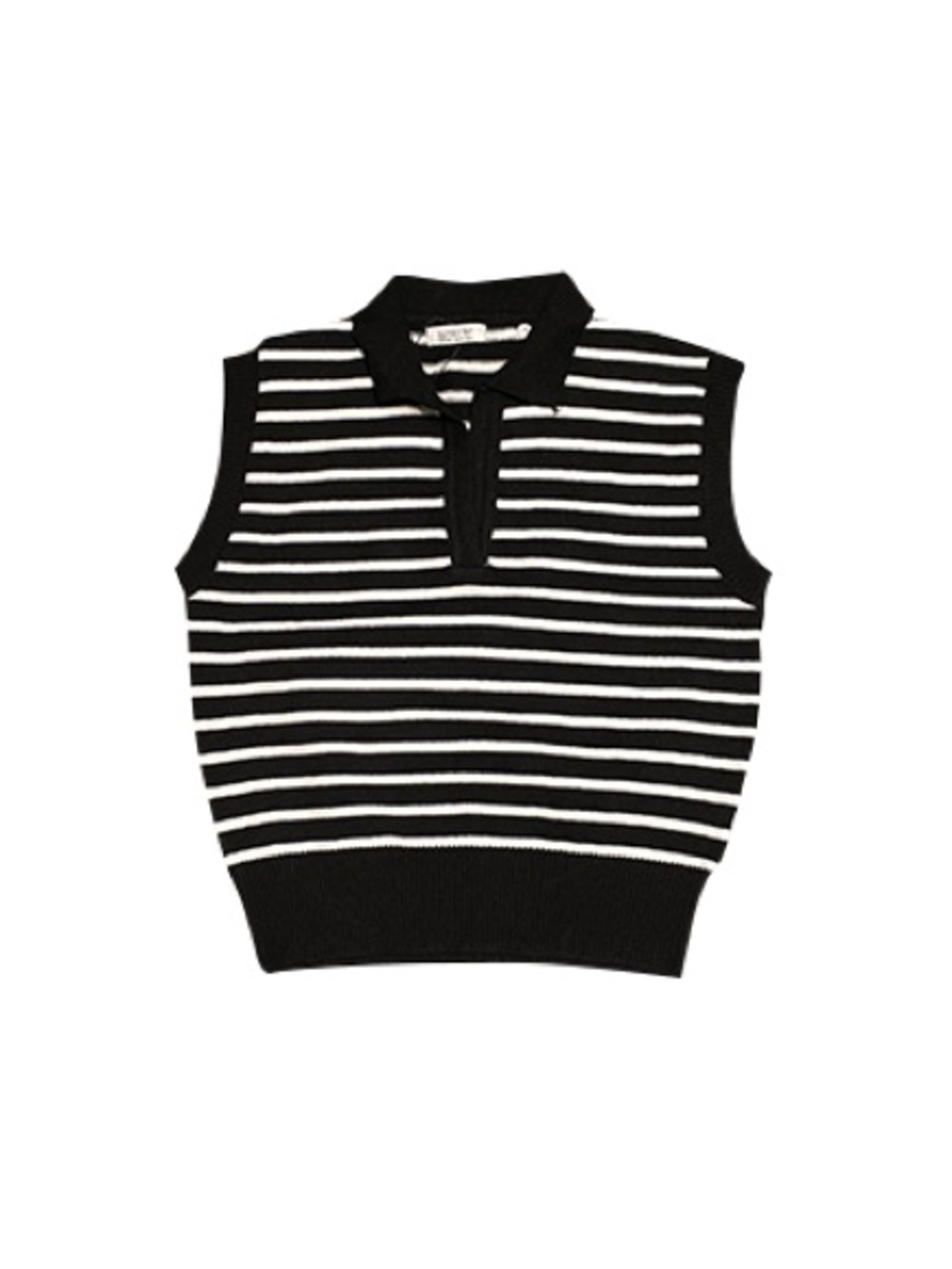 Anna & Ava Women’s Black White Stripe Sleeveless Collared Polo Sweater Vest S/M